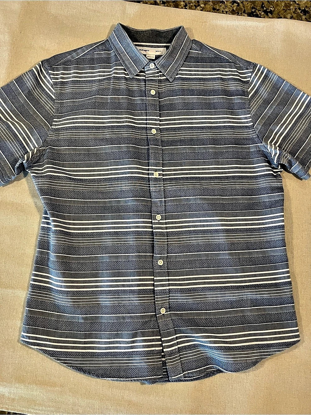 GAP Men’s Large Blue & White Horizontal Stripe Cotton Knit Shirt
